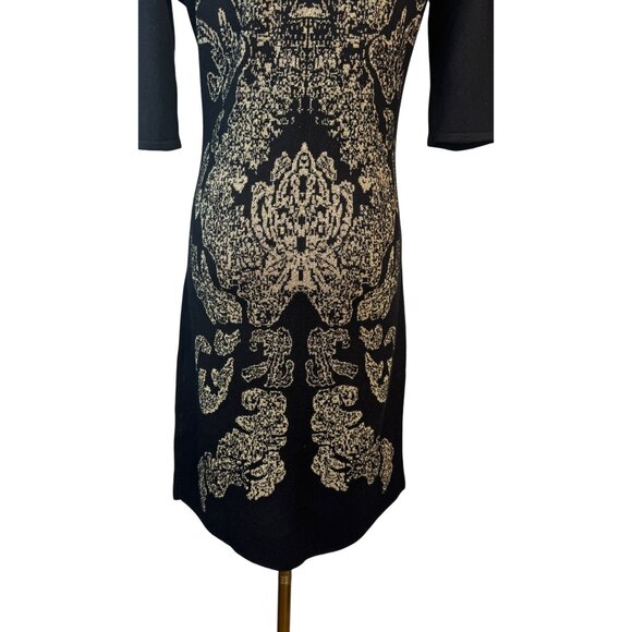 Barneys New York Small Black & Gold Metallic Knit Sweater Dress - Picture 10 of 13